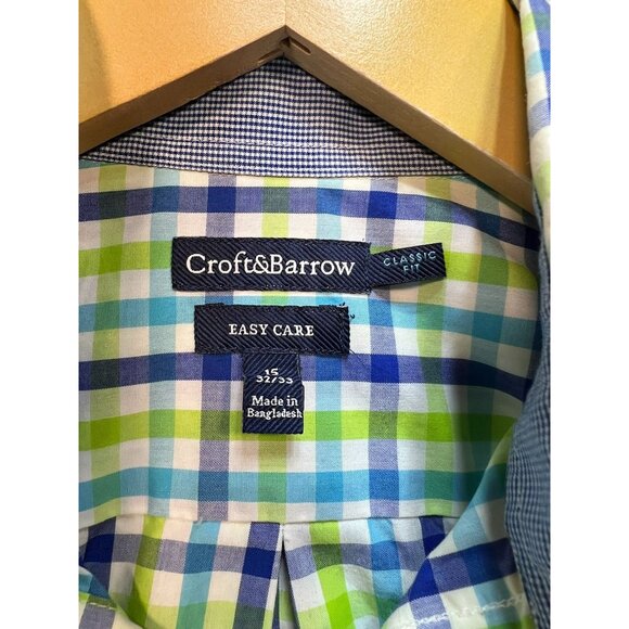 Croft & Barrow Men's Classic Fit Button Down Shirt Easy Care Size 15 Multi Plaid - Picture 3 of 13